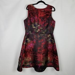 Vintage Leslie Fay Fit and Flare Multicolored Patterned Dress